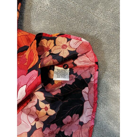 Johnny Was Workshop Silk Floral Embroidered Becca Button-Up Blouse XL - Picture 6 of 10